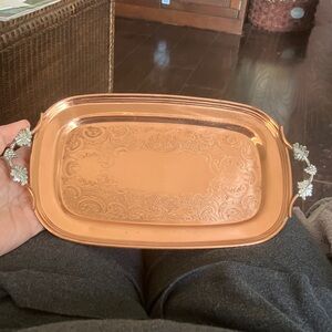 Elegant Copper Serving Tray with Silver Accents